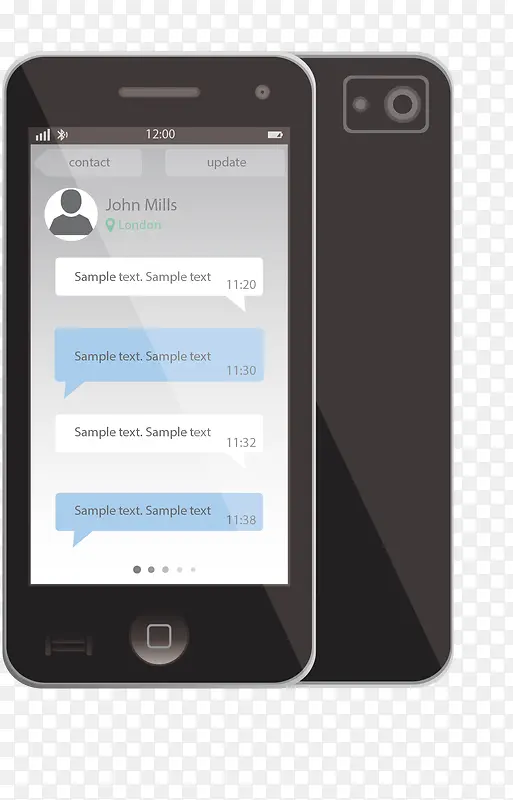 矢量手绘手机展示短信对话