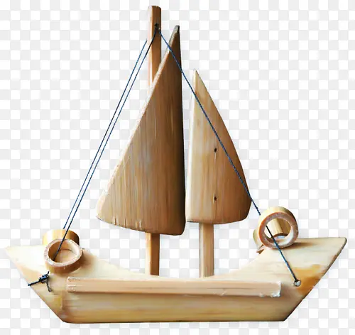 木头做成的帆船摆件