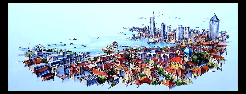 中国风全景城市画卷