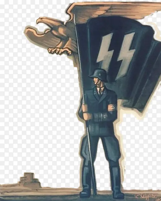 纳粹士兵旗帜与标志