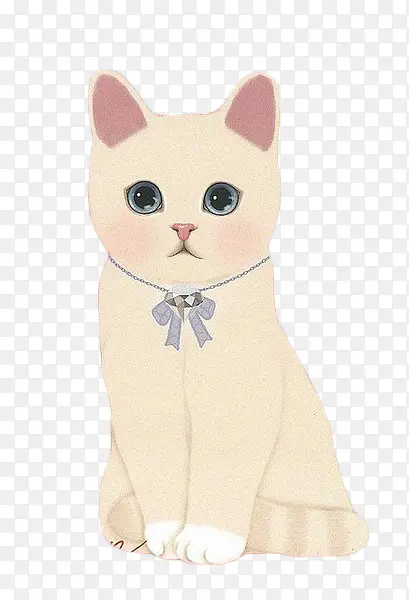 插画白色猫咪