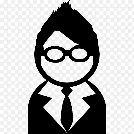 男性用户的眼镜和领带图标