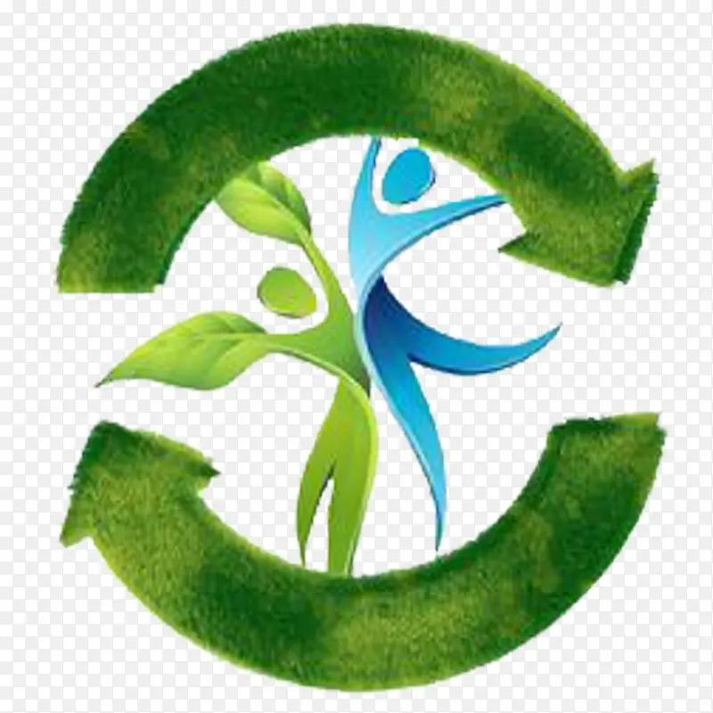 绿色箭头小人圆形园林logo