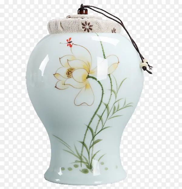 龙泉青瓷手绘茶叶罐