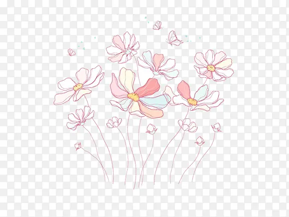 长线白粉手绘小花