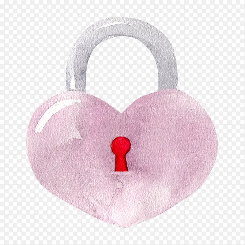 情人节粉色心锁卡片装饰