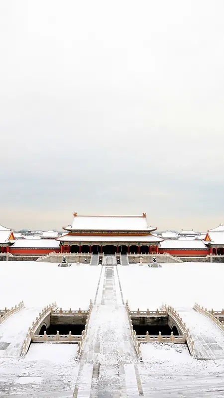冬季故宫下雪海报背景