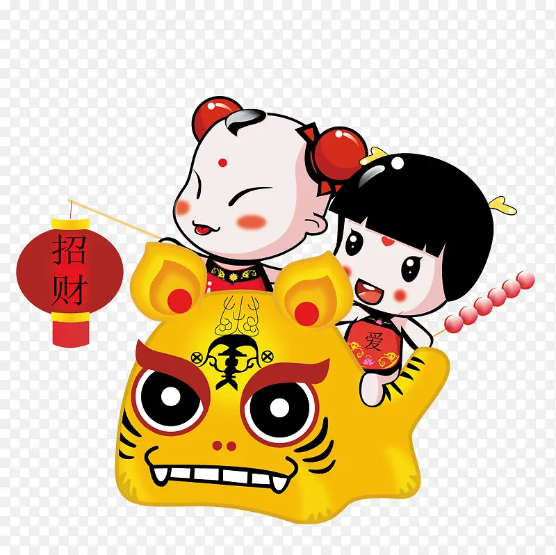 骑在老虎身上的招财童子