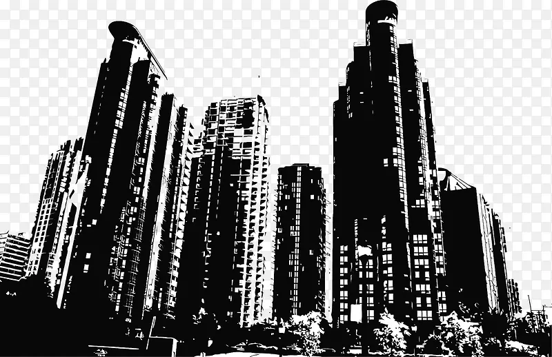 城市建筑别墅剪影