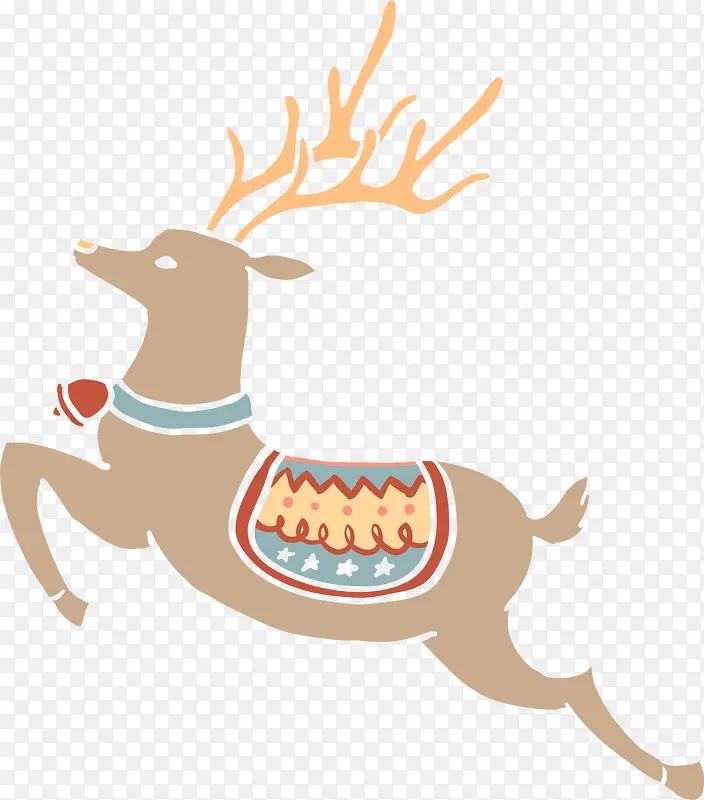 褐色奔跑圣诞节驯鹿