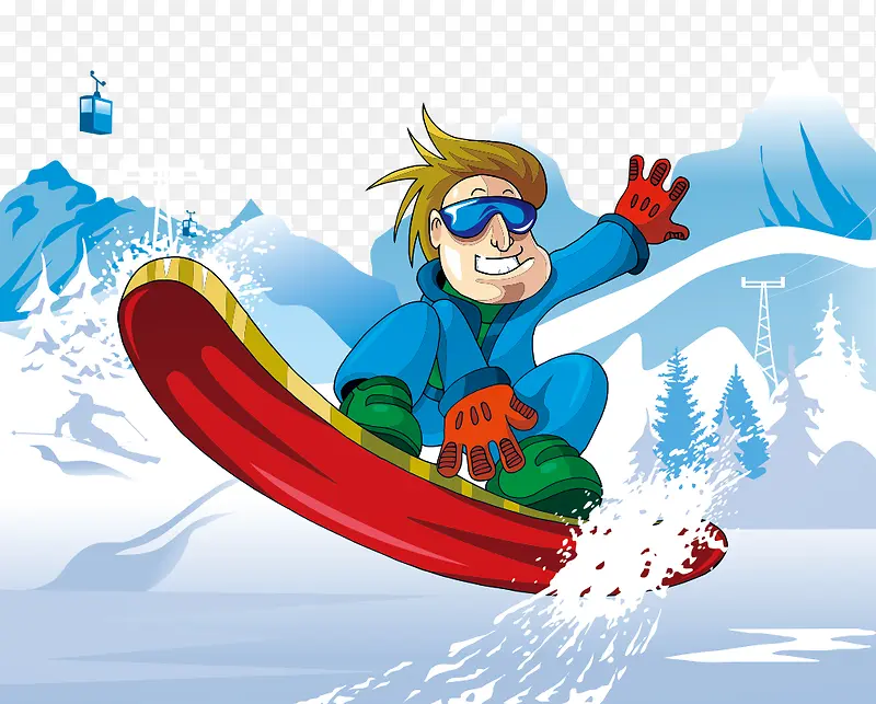 滑雪旅游卡通海报