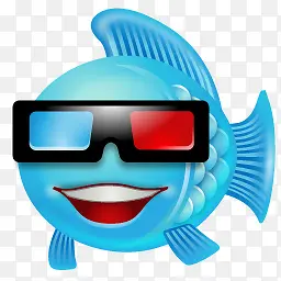 带3D眼镜的小鱼图标