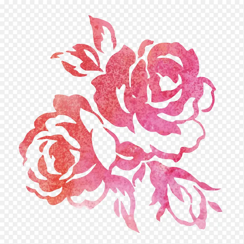 手绘红色玫瑰花设计