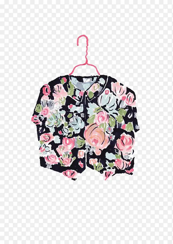卡通花衬衫