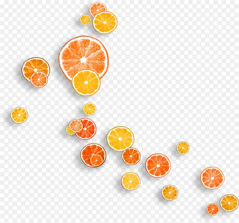 橙色简约柠檬片漂浮素材