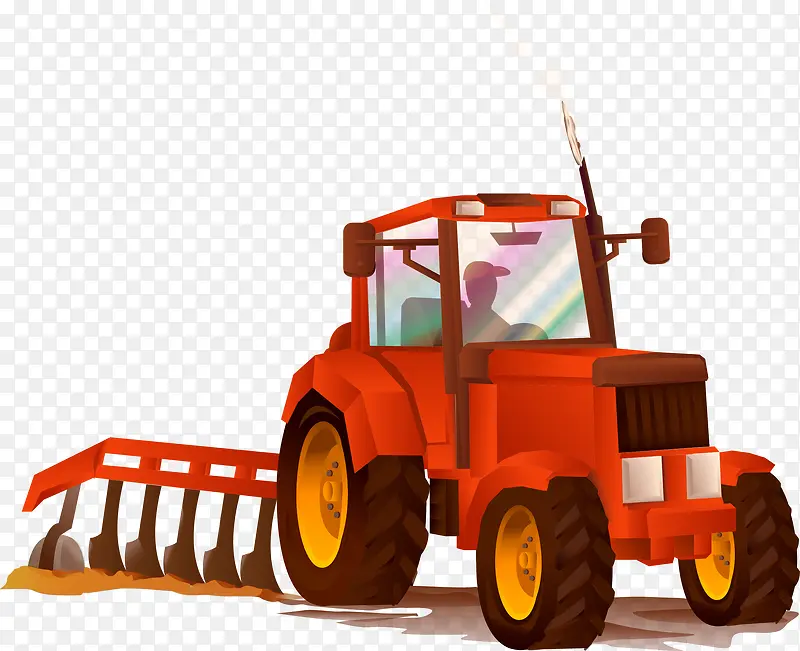 矢量拖拉机素材卡通机械农业