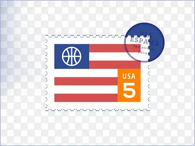 扁平化美国邮票