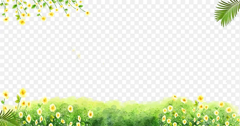 春季小花与小草装饰边框