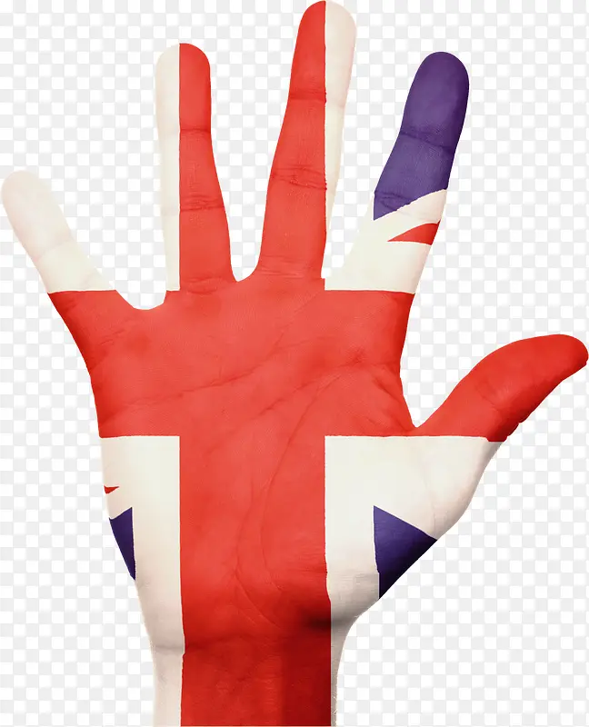 手掌上英国国旗彩绘图
