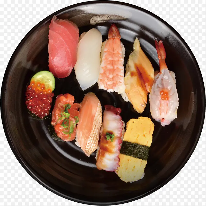 盘子上的美味日本料理