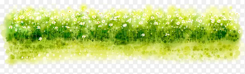 手绘黄绿色春天草地