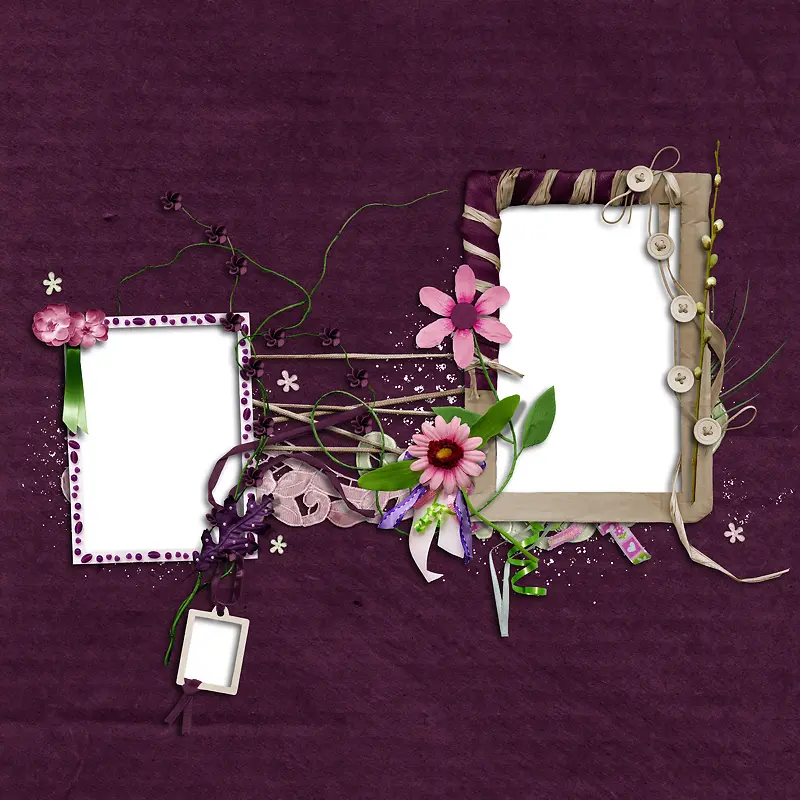 紫色背景下的花朵相框背景