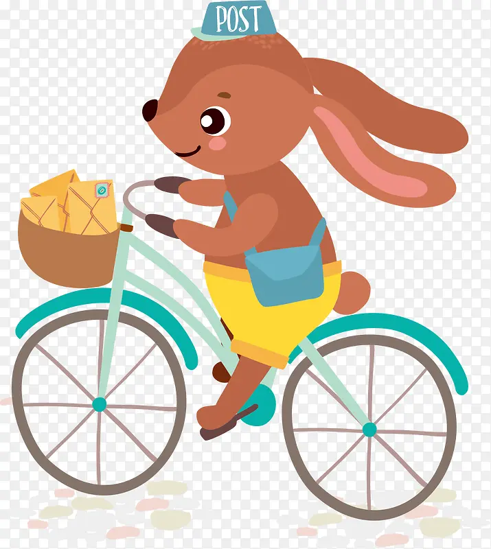 矢量图骑单车的兔子