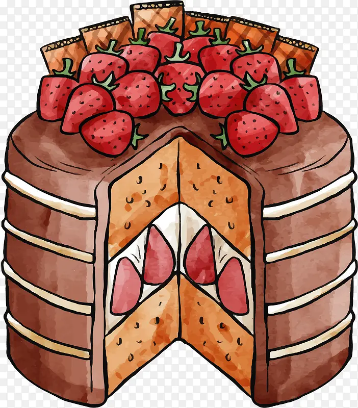 草莓装饰夹心蛋糕