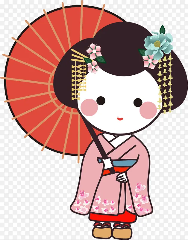 打伞的日本女孩