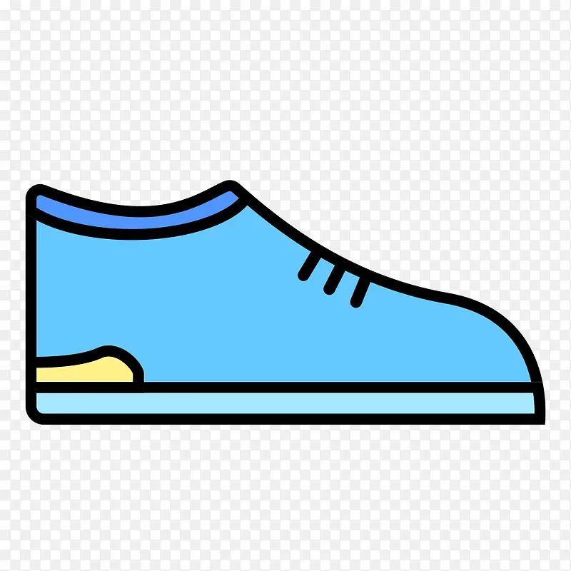 蓝色手绘弯曲弧度鞋子卡通图标
