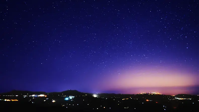 蓝色星空城市日出