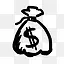 美元手拉的手绘钱钱袋快乐的图标