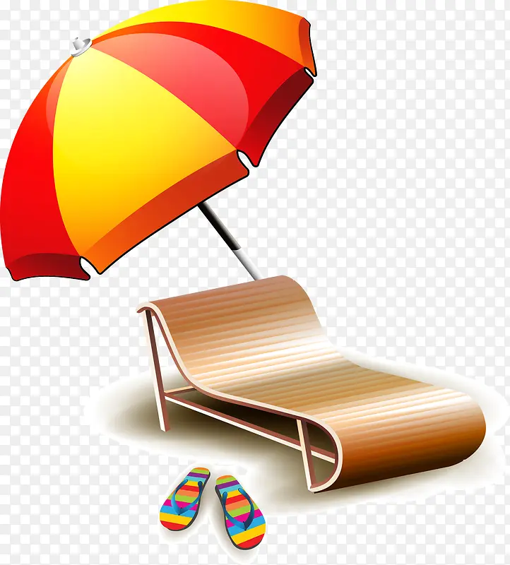 矢量手绘沙滩椅和太阳伞