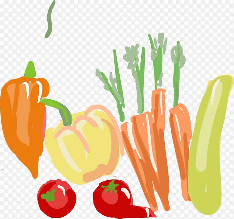 蔬菜胡萝卜西红柿水彩