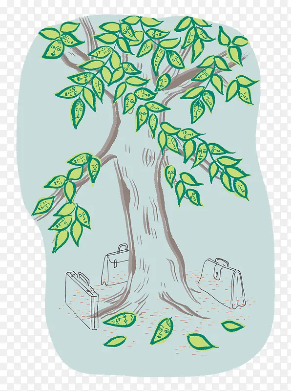手绘插图一棵树