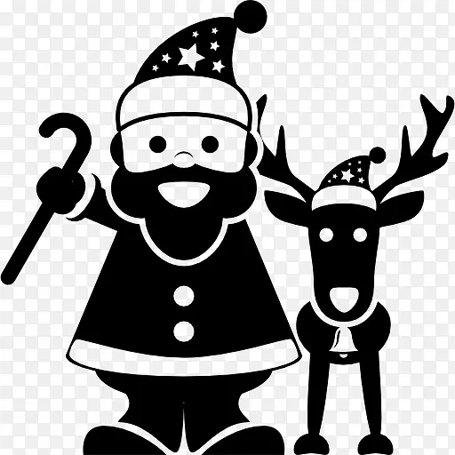 圣诞老人站在驯鹿图标