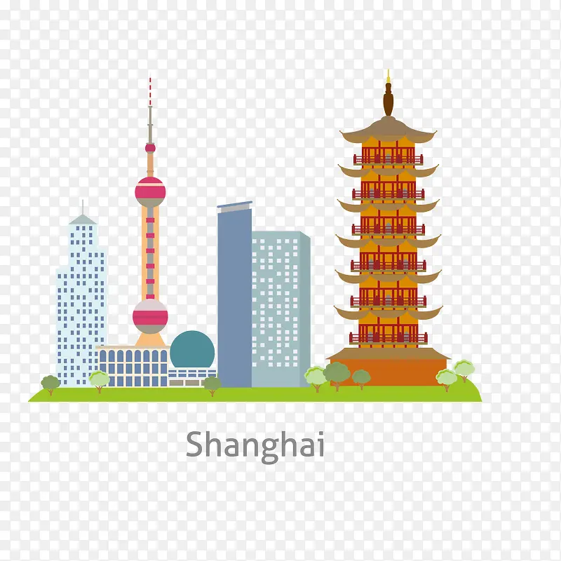 卡通上海旅游景点设计