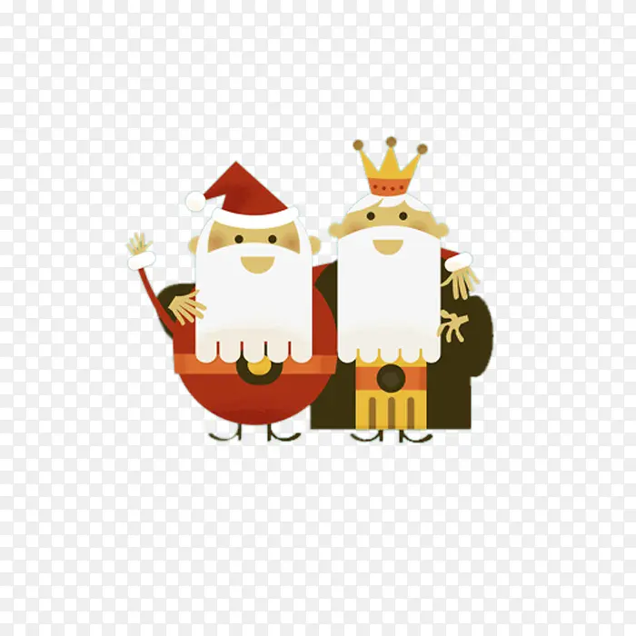 卡通可爱圣诞老人和国王