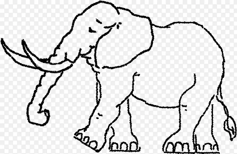 创意手绘素描高傲的大象