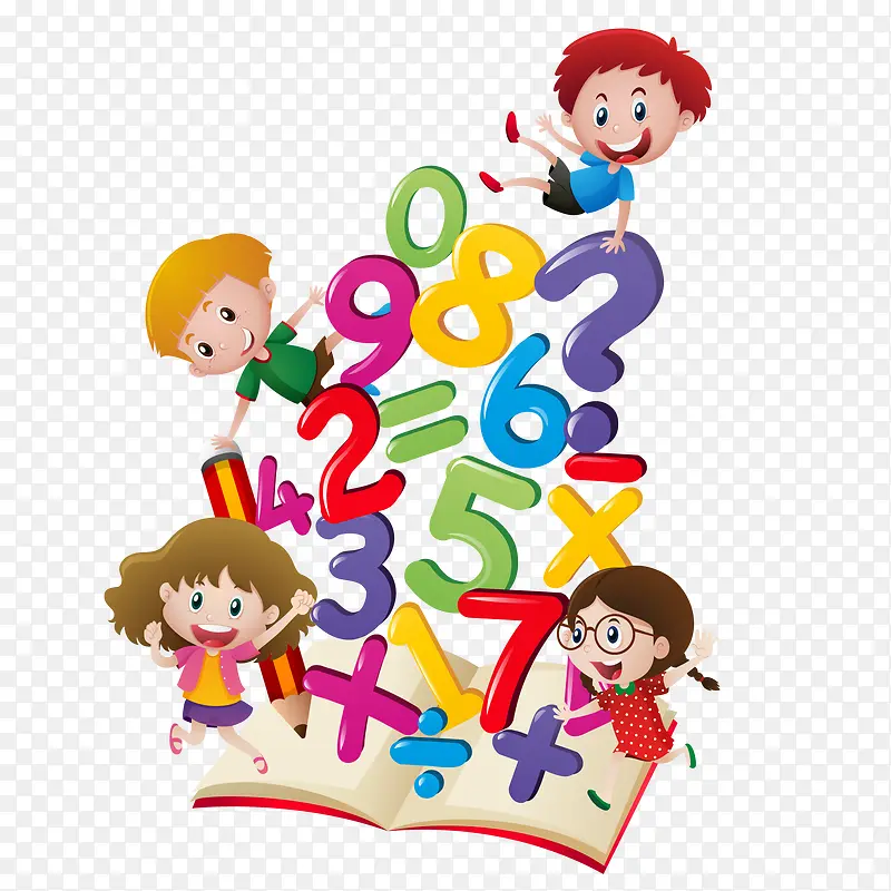 孩子学数学矢量素材