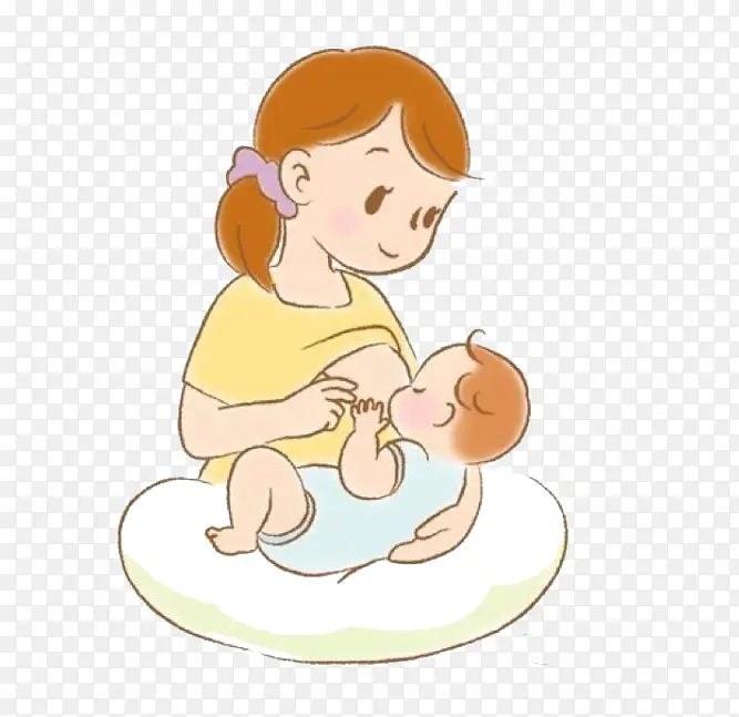 卡通母乳喂养婴儿PNG插画