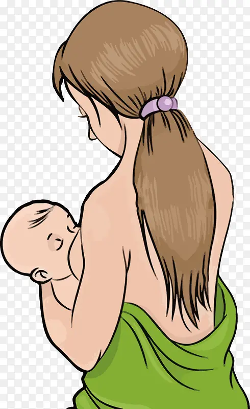 卡通抱着婴儿的女人矢量