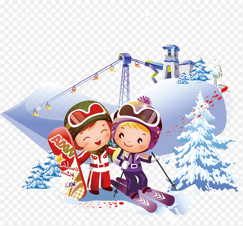 滑雪儿童冬季旅游素材