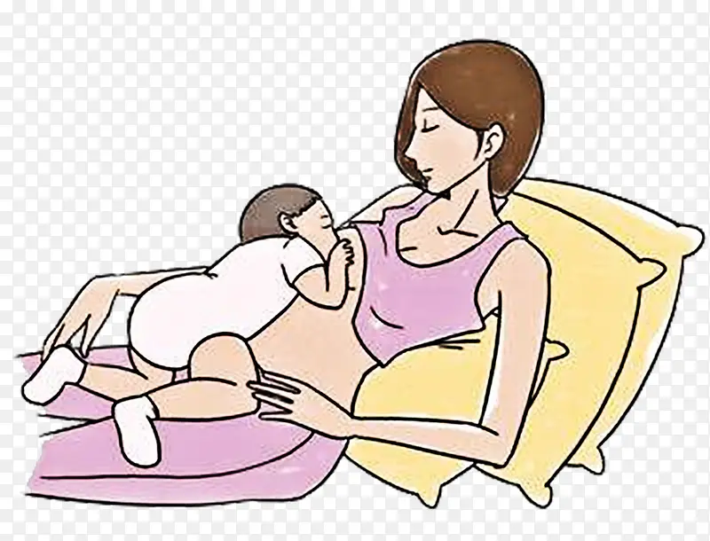 卡通新生儿母乳喂养方法PNG
