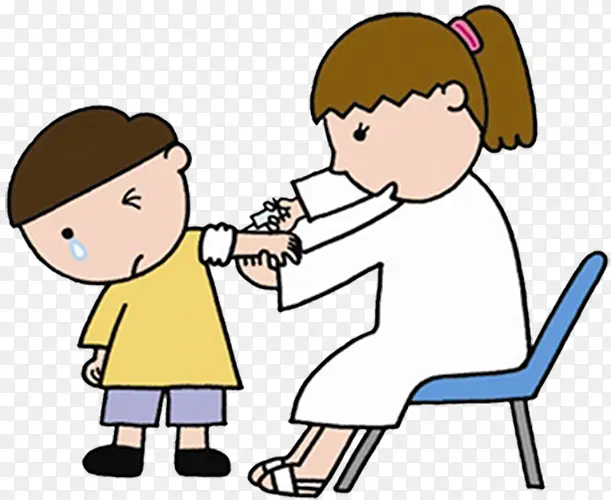 白衣天使给小孩接种疫苗