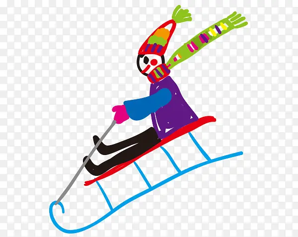 儿童涂鸦滑雪