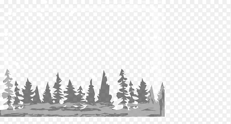 灰色雪地树林