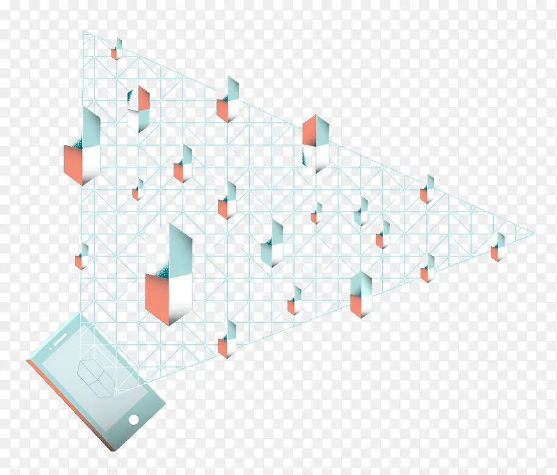 三角网格立体图案手机PPT素材