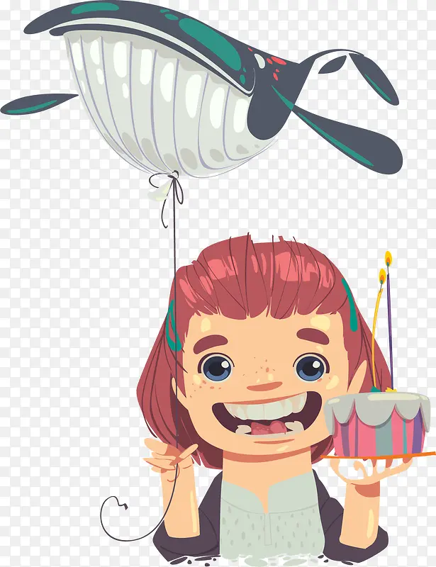 鲸鱼气球生日卡