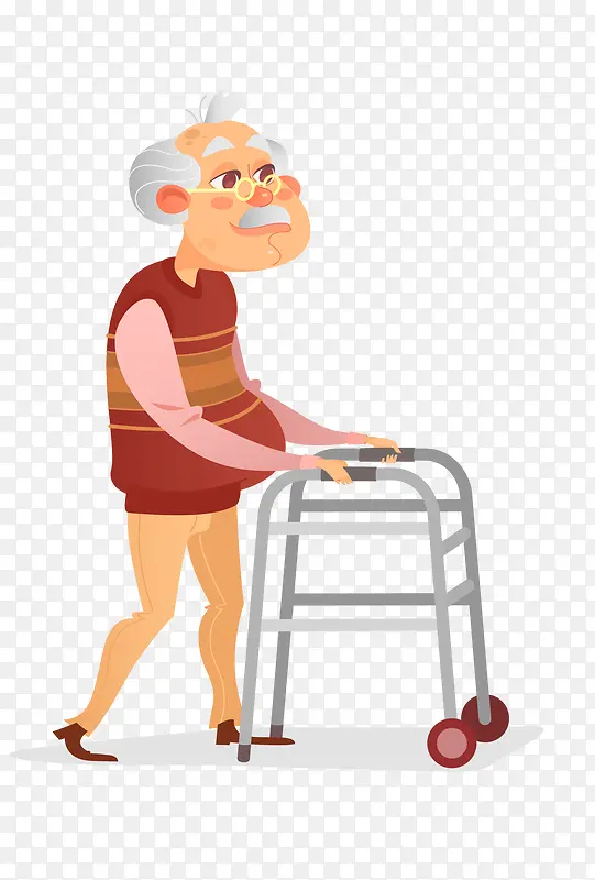 推着轮椅的奶奶